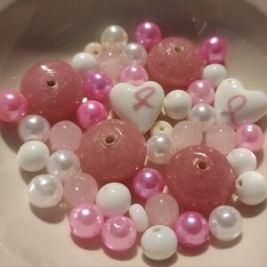 Beads Jewelry Making Bead Soup Crafts Beading Pink‎ Ribbon Breast Cancer BC179